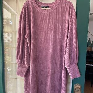 Eloquii Dusty Rose Ruched Puff Sleeve Dress